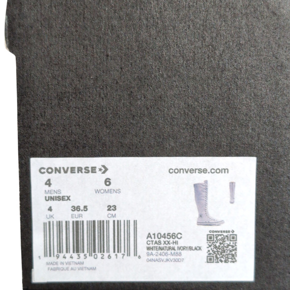 Converse CTAS XXHI Womens 6 White Pink Black Canvas Knee High Sneaker Boot NEW - Picture 7 of 10